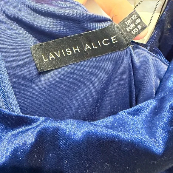 Lavish Alice Velvet One-Shoulder Asymmetrical Dress - Picture 4 of 6